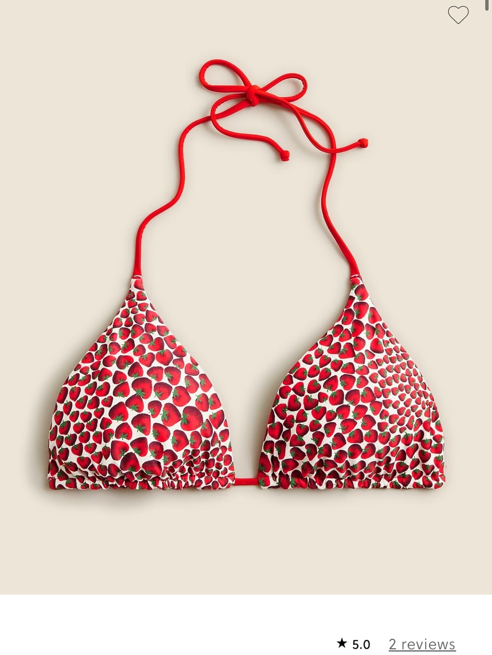 J. Crew Red Strawberry-Print Reversible Triangle Bikini Top